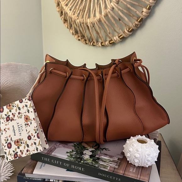 Ulla Johnson X Sisley Adria Pleated Wave Bag in Pecan - Picture 5 of 17